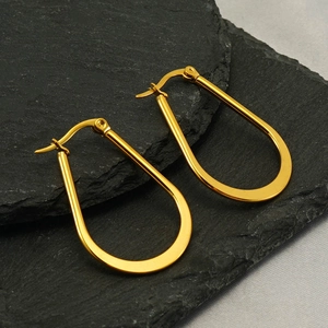 U-Shaped Hoop Earrings Stainless Steel Geometric Gold Plated Minimalist French Retro Style Elegant Accessory For Women