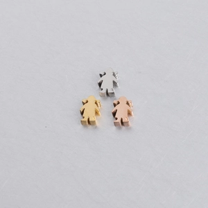 Girl shaped stainless steel beads in silver gold and rose gold finishes for DIY jewelry
