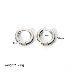 Polished silver hoop earrings specifications showing 18mm diameter and 7.8g weight