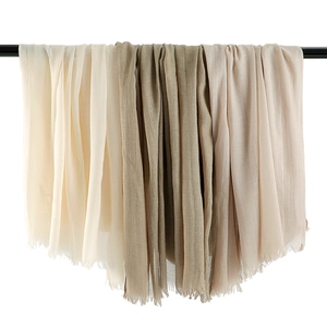 Women Lightweight Solid Color Polyester Scarf Frayed Edge Shawl Sun Protection Beach Wrap Long Fashion Hijab Accessory