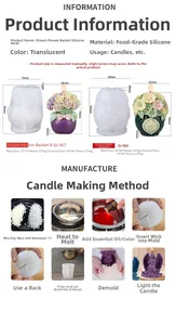 Detailed guide for dream flower basket silicone mold with dimensions and wax making steps
