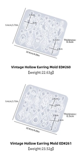 Detailed size specifications for vintage hollow geometric earring silicone molds