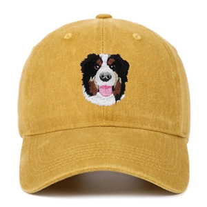 Bernese Mountain Dog Embroidery Washed Cotton Baseball Cap Vintage Distressed Adjustable Outdoor Sports Hat Men Women