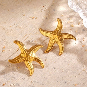 Starfish Stud Earrings Stainless Steel Gold Plated Ocean Summer Beach Vacation Fashion Jewelry For Women Girls