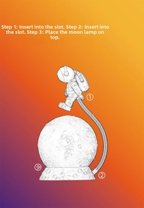Installation guide for astronaut moon lamp with flexible arm and lunar textured base