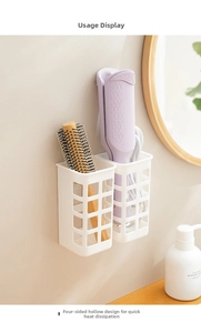 Wall-mounted hair tool organizer with hollow mesh for fast heat dissipation