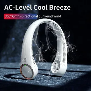 Portable ivory bladeless neck fan with U-shaped ergonomic design and 360-degree cooling airflow