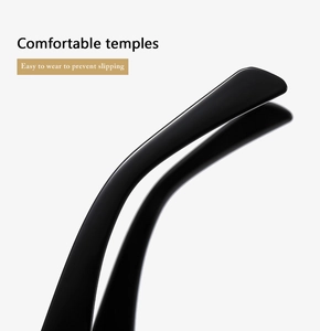 Close-up of black ergonomic sunglasses temples designed for comfortable and non-slip wearing