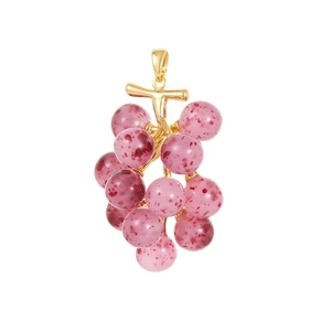 DIY sweet pink grape pendant crafted with gold metal stem and resin beads for necklaces