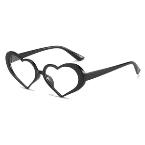 Fashionable black heart-shaped sunglasses with a glossy finish for a trendy party look