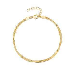 Detailed view of triple-layer 925 sterling silver snake chain bracelet with S925 hallmark