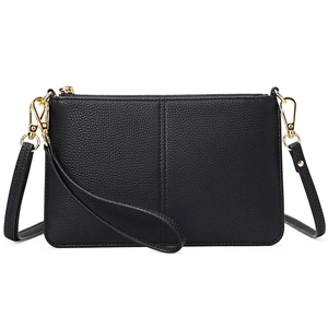 Women Crossbody Bag PU Leather Litchi Grain Wristlet Clutch Multi Card Slots RFID Blocking Gold Hardware Handbag