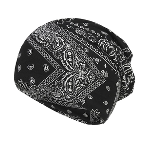 Unisex Paisley Printed Slouchy Beanie Hat Polyester Hip Hop Bandana Pattern Soft Slouchy Cap Dual Use Neck Gaiter
