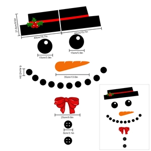 DIY Christmas snowman wall stickers with dimensions for garage door holiday decoration