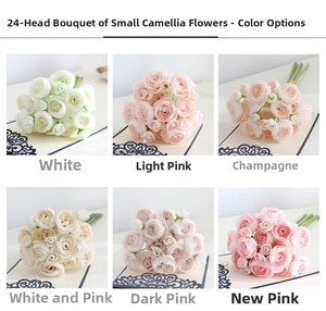 Detailed comparison of artificial camellia bouquets in six vibrant colors for home decor
