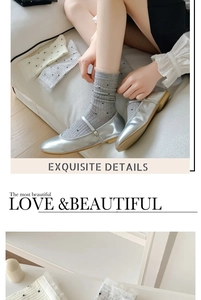 Exquisite details of bamboo fiber socks with polka dots and lace mesh trim for women