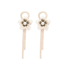 Élégantes boucles d'oreilles fleur à pampilles avec perles et zircon de style rétro