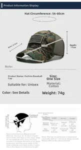 Guide des tailles de casquette baseball camouflage avec mesures et conseils de réglage