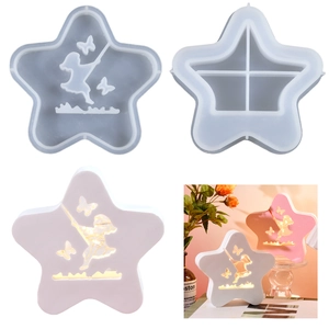 Molde de silicona con forma de estrella para caja de bricolaje y luz nocturna decorativa