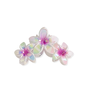 Elegant large gradient plumeria hair claw clip with pearlescent finish for women