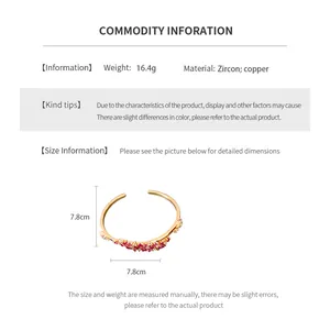 Guide des tailles détaillé pour le bracelet vague plaqué or 18 carats avec zircon et poids