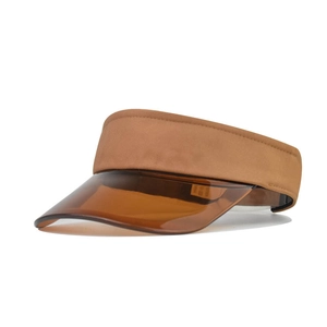 Visière pare-soleil marron pour femme avec bandeau large et visière translucide plage