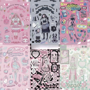 Kawaii Anime Girl Scrapbooking Stickers Korean Y2K Style Matte Synthetic Paper Deco Stickers For Journaling DIY Crafts Planner Stationery Supplies