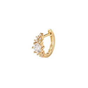 French vintage gold huggie earring with micro-set zircons and star-inspired stones