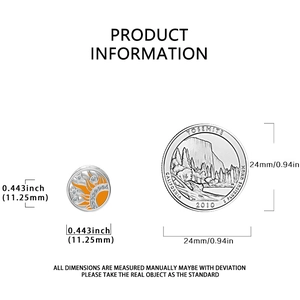 Detailed view of sun and star charm next to a coin showing the actual 11.25mm size