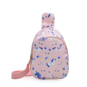 Pink cartoon unicorn kids chest bag with adjustable strap for fashion travel