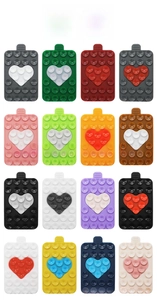 Detailed grid of double-sided silicone heart suction cup phone stands in sixteen colors