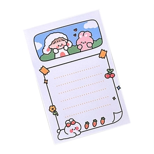Cute cartoon bunny notepad with cherry patterns and ruled writing lines for students