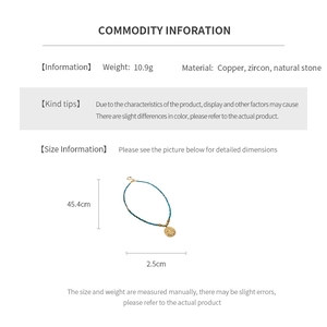 Detailed spec sheet showing material info and dimensions for the evil eye bead necklace