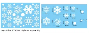 Detaillierte Maßtabelle für das 20x30 cm Weihnachts-Schneeflocken-Fenstersticker-Set