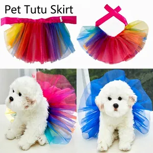Pet Tutu Skirt Princess Mesh Tulle Dog Dress With Satin Ribbon For Birthday Party Festival Costume Small Dogs Cats