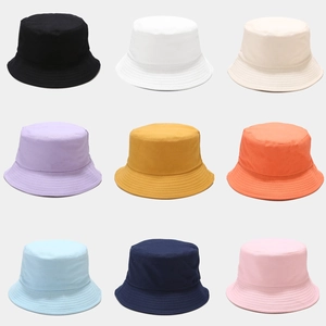 Solid Color Bucket Hat Cotton Canvas Reversible Sun Protection Foldable Outdoor Summer Casual Unisex Plain Basin Cap