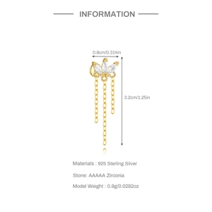 Spécifications de taille pour boucles d'oreilles en argent 925 doré avec zircon