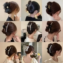 Detailed grid view showcasing various elegant hair clips and butterfly bows for women