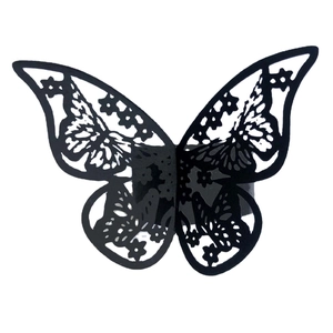 Elegant laser-cut hollow butterfly napkin ring in reflective gold finish for dining decor