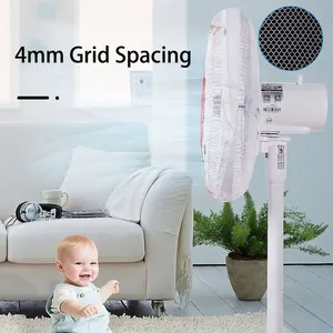 White child safety fan guard with 4mm fine mesh for electric floor fan protection