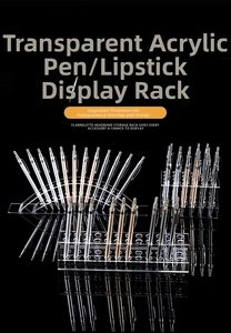 Clear acrylic pen display stand with multi-slot design and glossy mirror reflection