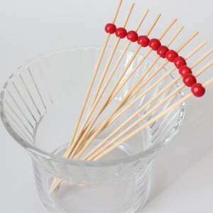 Bamboo Fruit Picks With Wooden Beads Decorative Cocktail Skewers For Appetizers Sandwich Burger Drinks Party Biodegradable