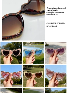 Detail of integrated nose pads on rhinestone heart sunglasses for a comfortable fit
