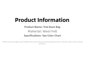Detailed view of the wool felt Christmas tree base skirt specifications and material info