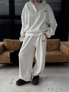Half Zip Pullover Sweatshirt And High Waist Sweatpants Cotton Fleece Oversized Casual Streetwear Lounge Wear Women