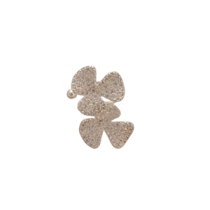 Elegant silver zircon flower petal ear cuff with heart shaped petals and sparkling stones