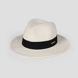 Summer Fedora Straw Hat Wide Brim Paper Sun Shade Beach Vacation Ribbon Decor For Women Men Breathable