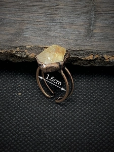 Vintage irregular raw natural gemstone adjustable open ring with 1.6cm inner diameter