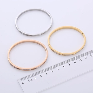 Three-piece minimalist shell inlay hinge bangles in silver, gold, and rose gold finish