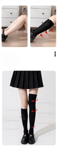 Comparison chart of black compression stockings showing shaping effect and pressure levels